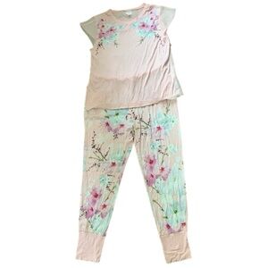 B BY TED BAKER Floral Pink Printed Pants Pyjama Set Women’s Plus Size 14